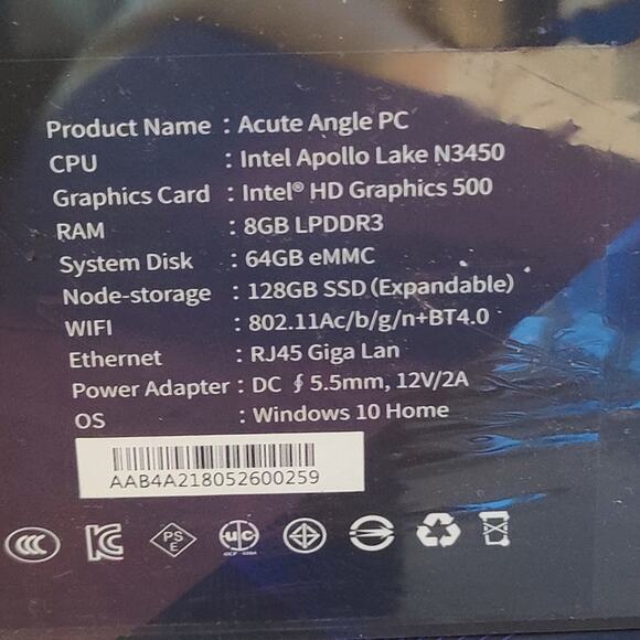 Acute Angle Mini PC 8GB RAM 128 GB SSD Win10 Intel N3450 Computer wood case - Picture 4 of 13